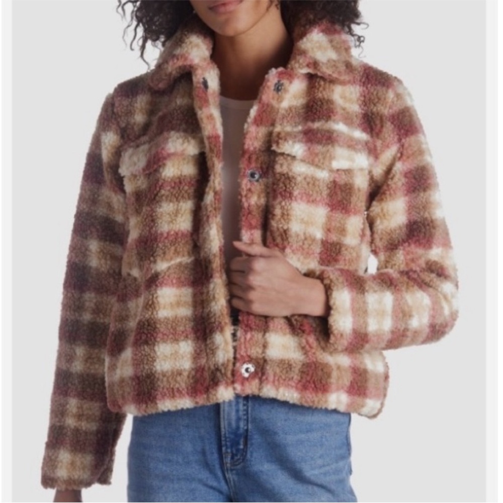 Avec Lea Filles Plaid Sherpa Jacket